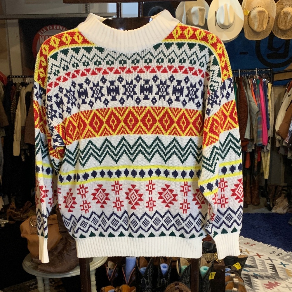 Vintage Perspectives Colorful Patterned Sweater